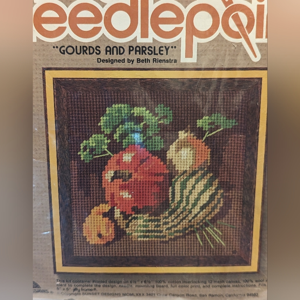 JIFFY‎ NEEDLEPOINT GOURDS & PARSLEY BEGINNERS NEEDLEPOINT KIT